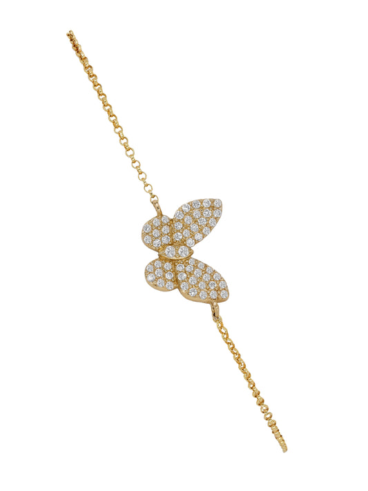 14k Yellow Gold Diamond Butterfly Bracelet