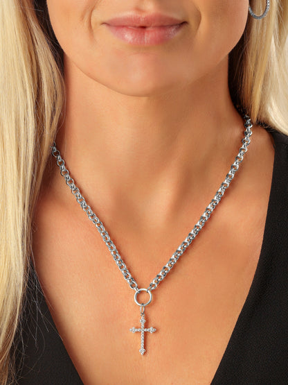 14k White Gold Rolo Charm Chain Necklace