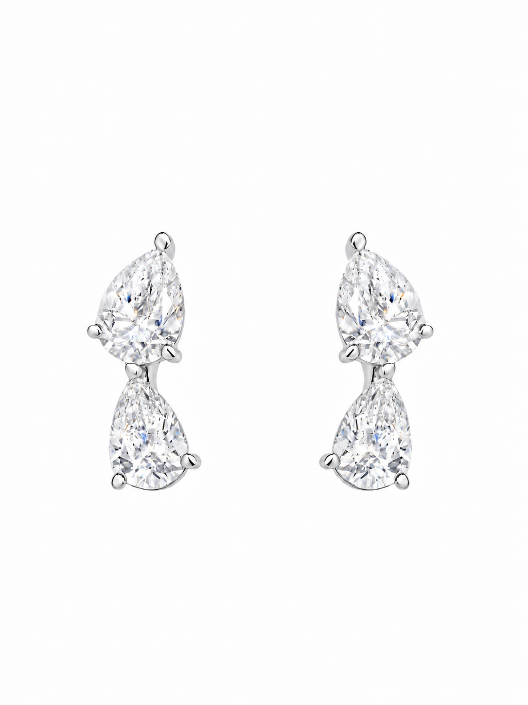 14k White Gold Lab Diamond Multi Tear Crawler Earrings
