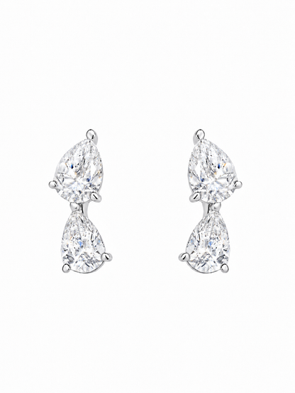 14k White Gold Lab Diamond Multi Tear Crawler Earrings