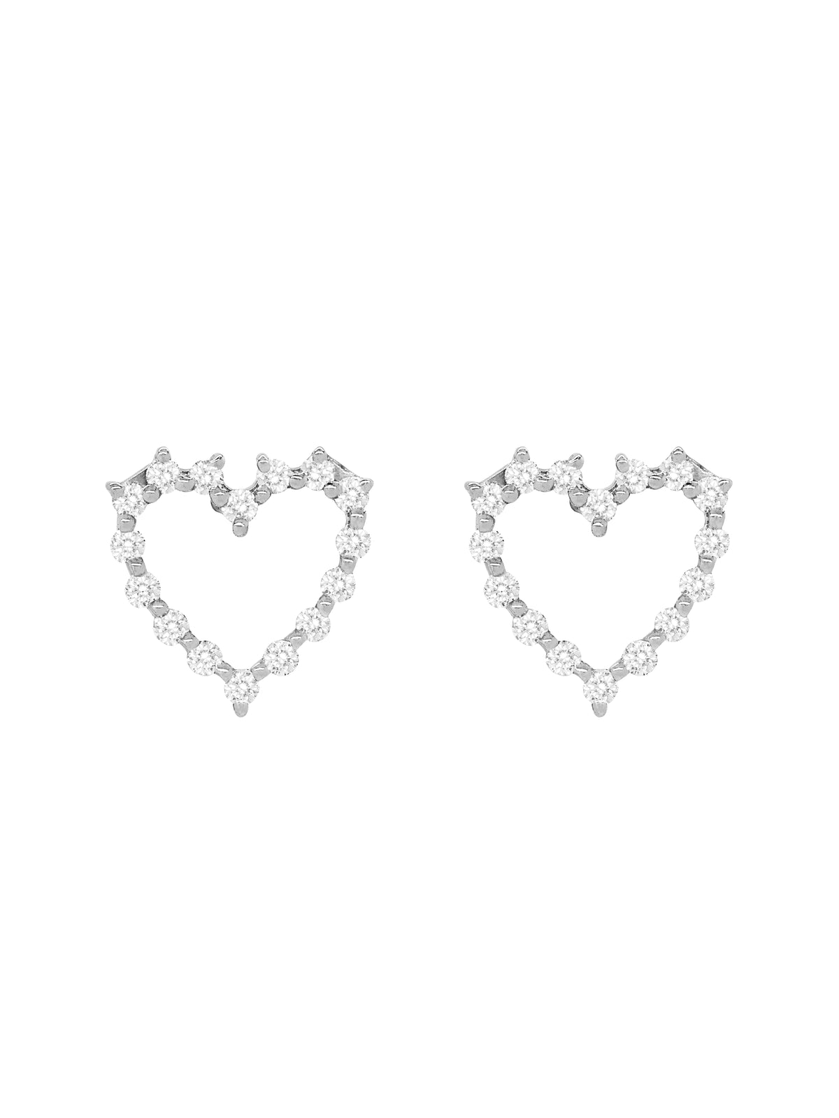 14k White Gold Lab Diamond Open Heart Earrings