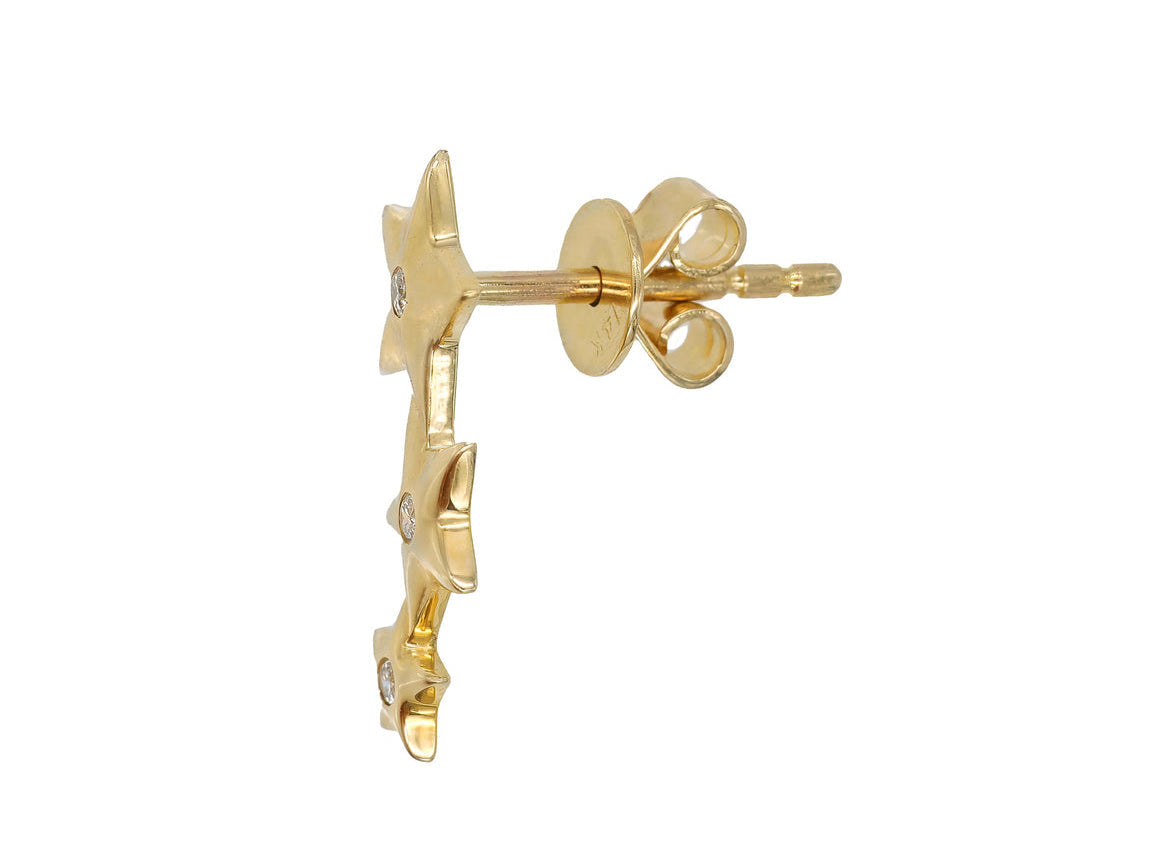 14k Yellow Gold Diamond Star Crawler Earrings