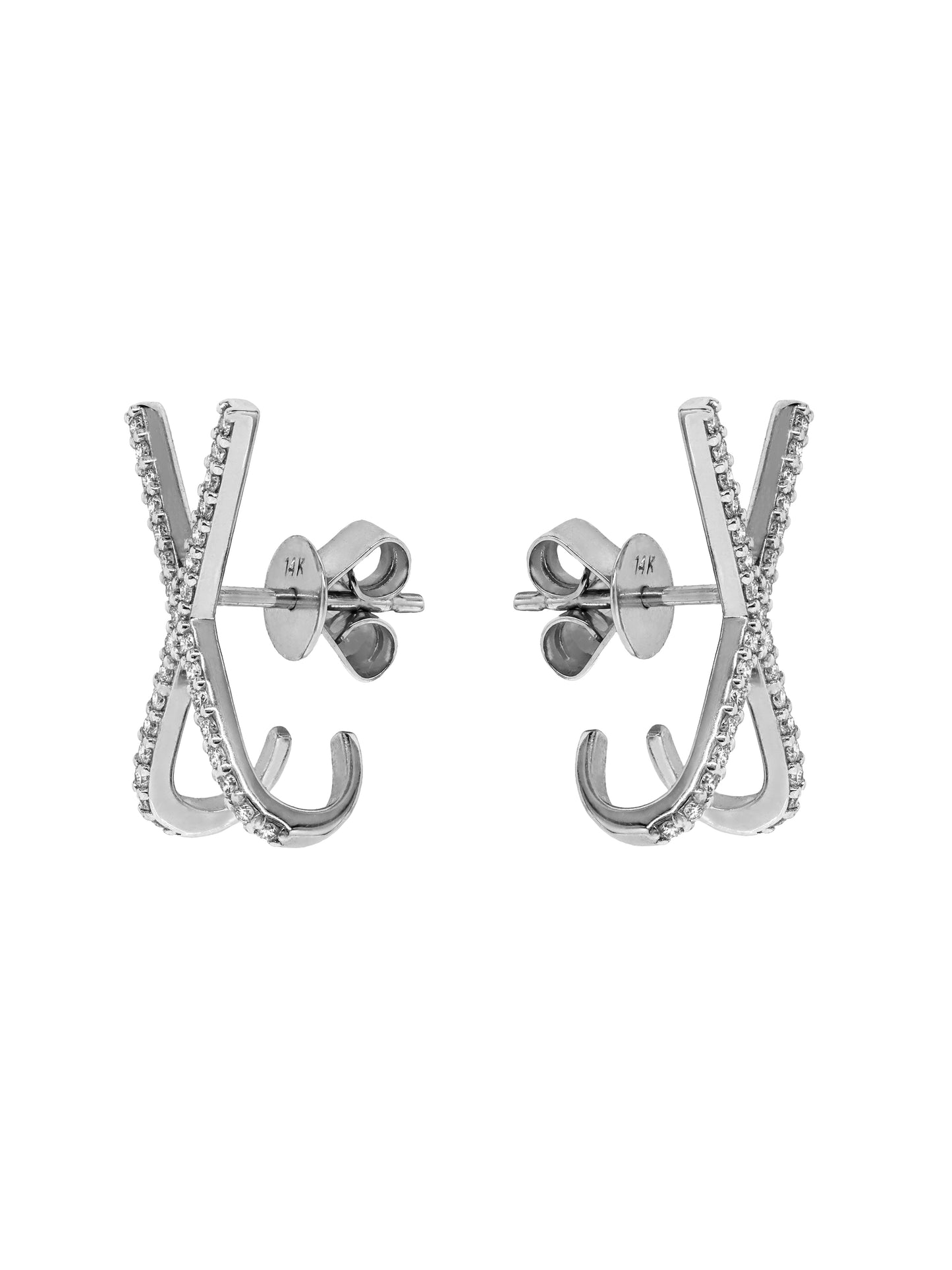 14k White Gold Diamond X Earrings