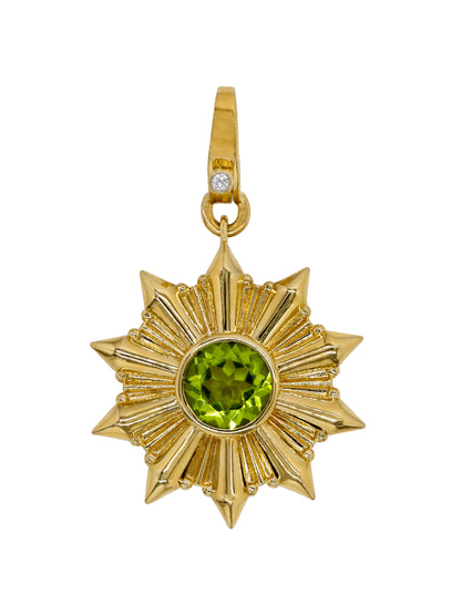 14k Yellow Gold Peridot/Diamond Star Lobster Clasp Charm