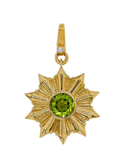 14k Yellow Gold Peridot/Diamond Star Lobster Clasp Charm