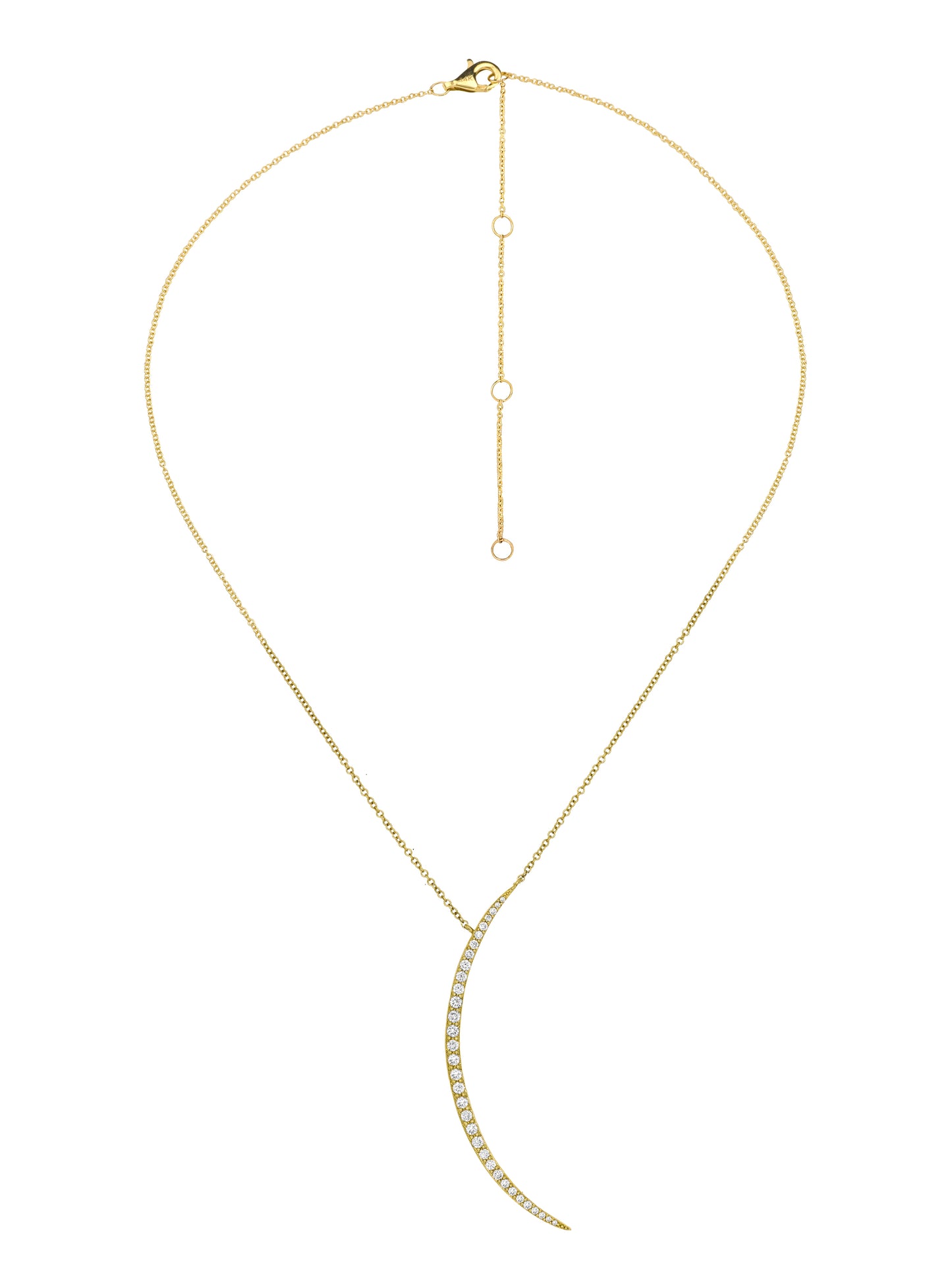 14k Yellow Gold Diamond Large Half Moon Necklace