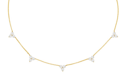 14k Yellow Gold Diamond Five Triangle Necklace