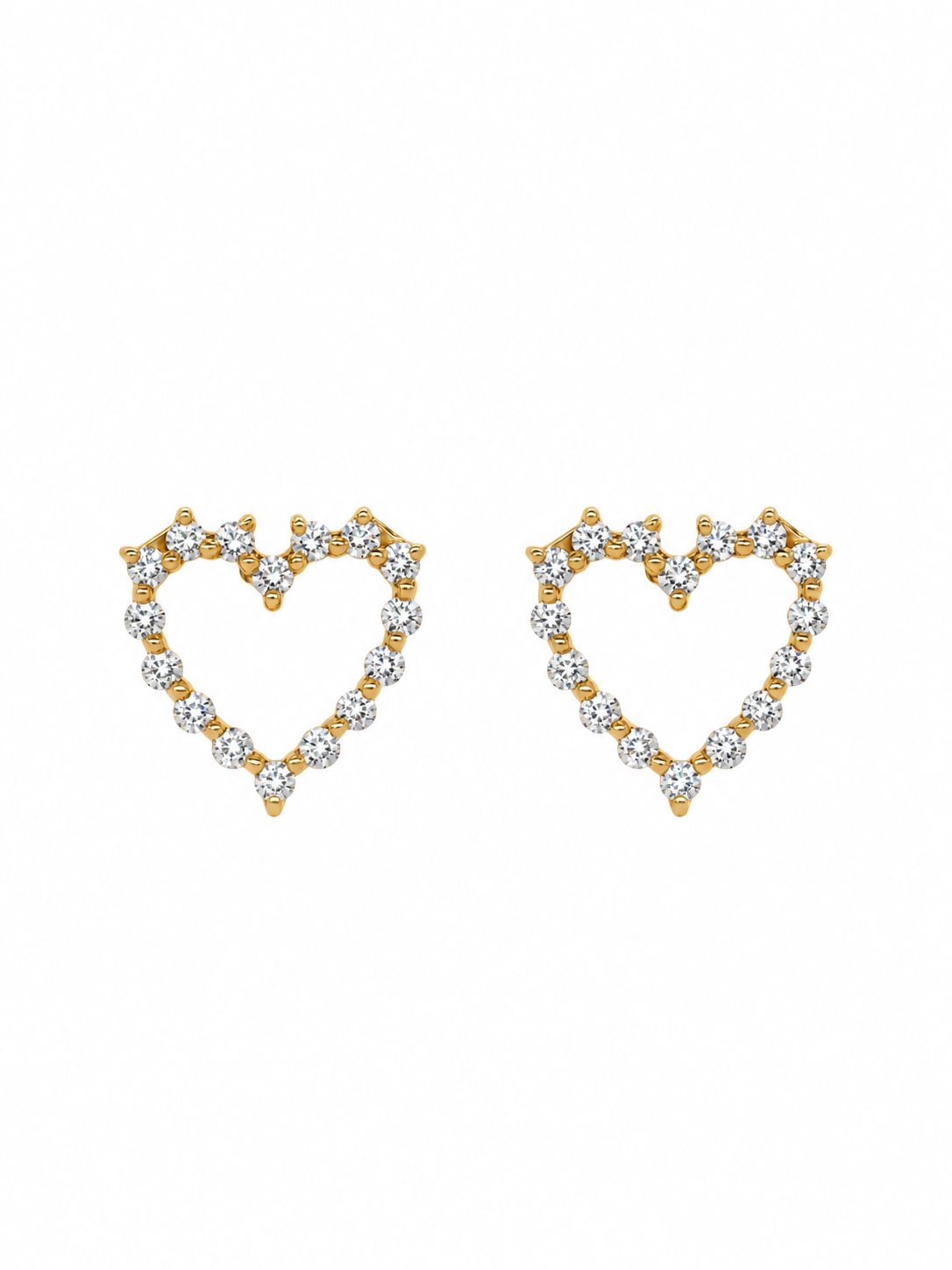 14k Yellow Gold Lab Diamond Open Heart Earrings