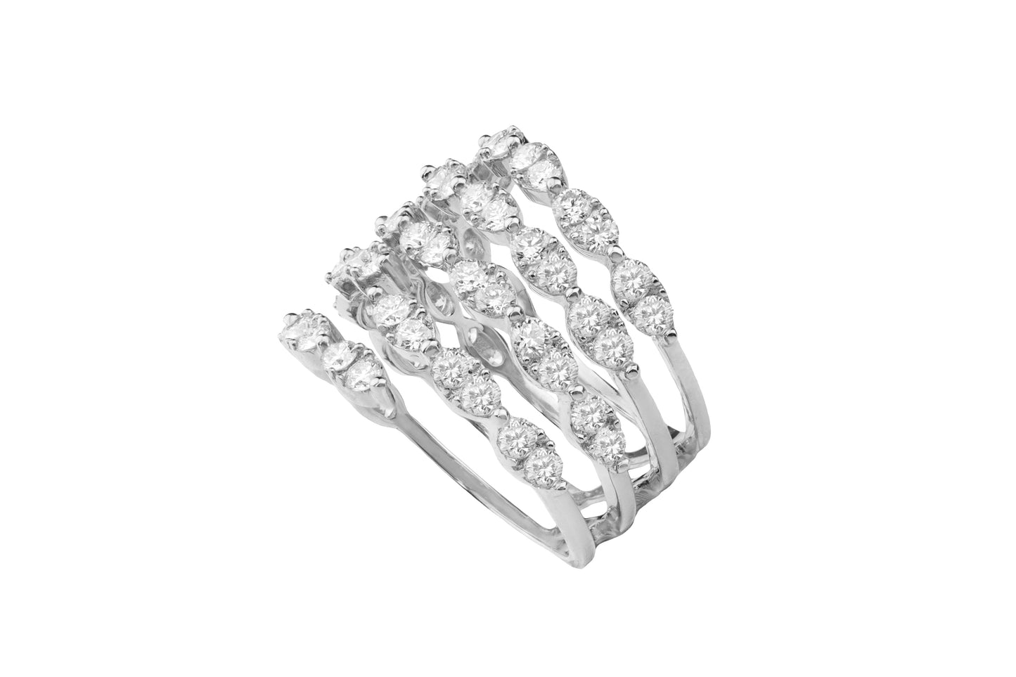 14k White Gold Diamond 5 Row Wrap Ring
