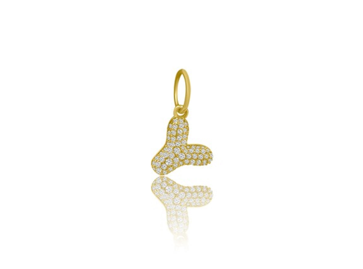 14k Yellow Gold Diamond Bubble Letter Charm