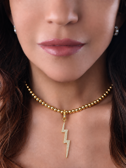 14k Yellow Gold Diamond Large Lightning Bolt Lobster Clasp Charm