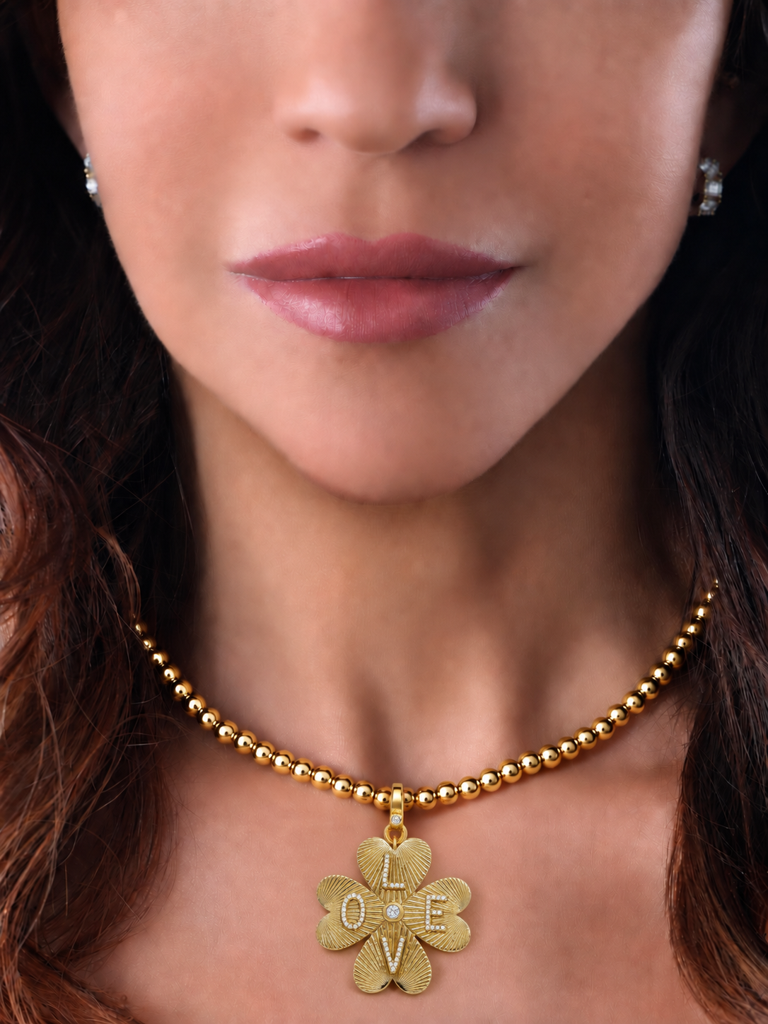 14k Yellow Gold Large Beaded Chain Necklace