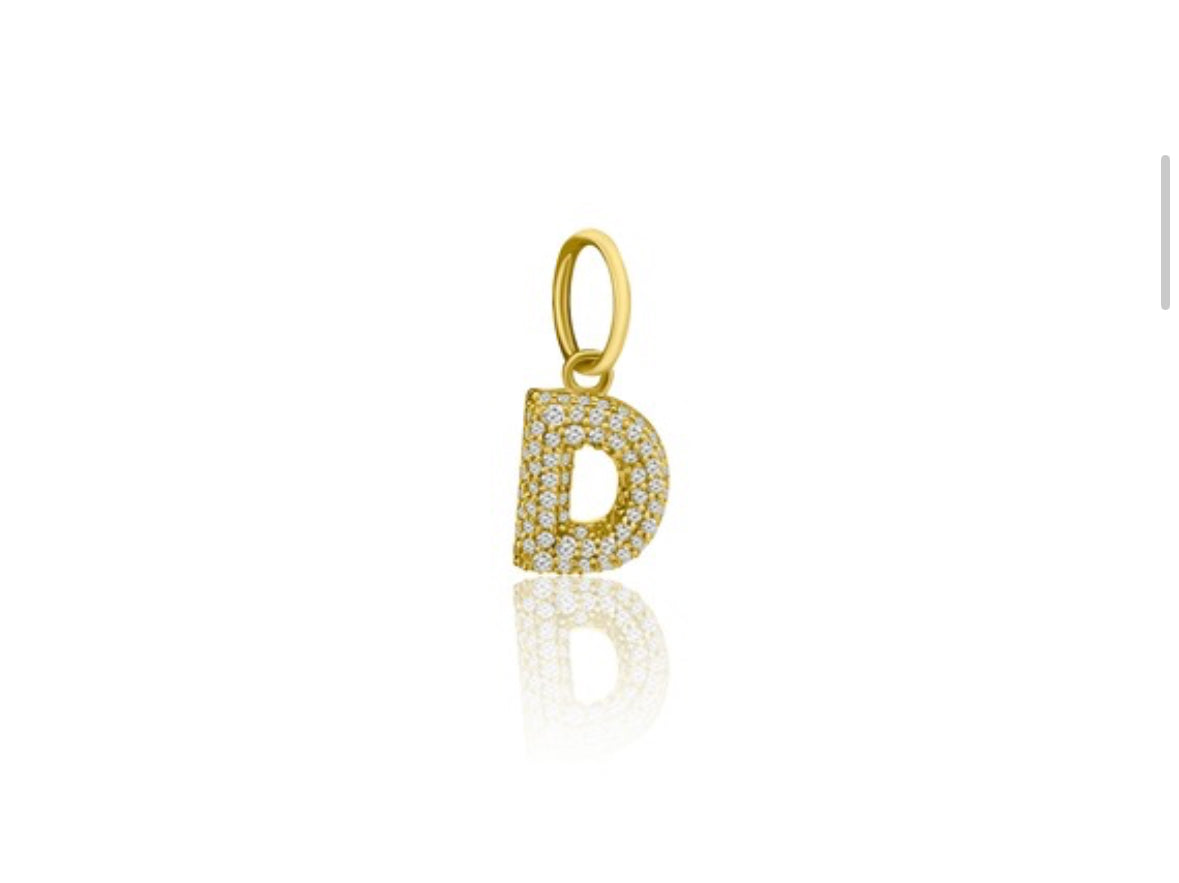 14k Yellow Gold Diamond Bubble Letter Charm
