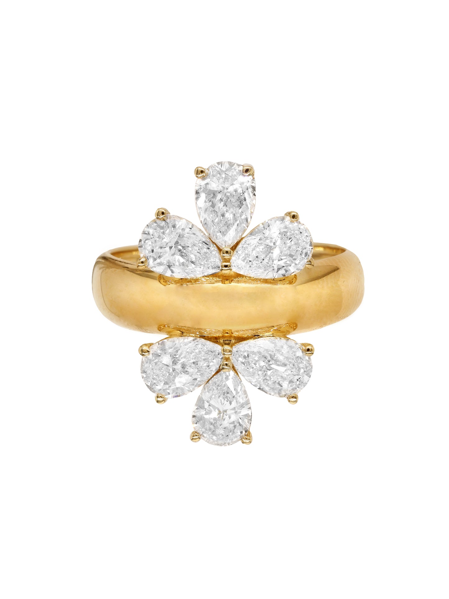 14k Yellow Gold Lab Diamond Flower/Cluster Ring