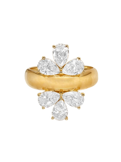 14k Yellow Gold Lab Diamond Flower/Cluster Ring