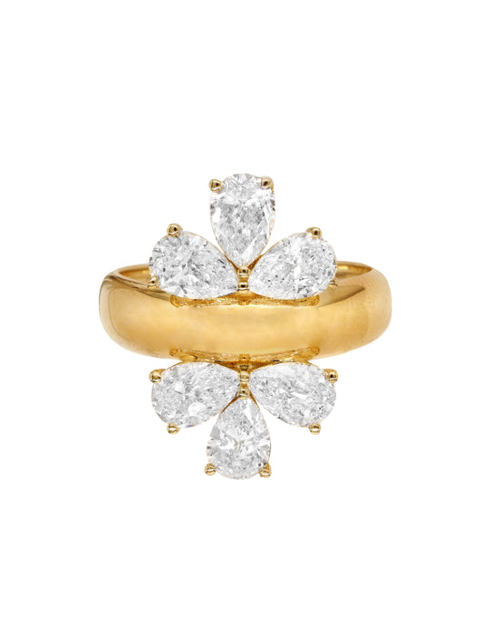 14k Yellow Gold Lab Diamond Flower/Cluster Ring