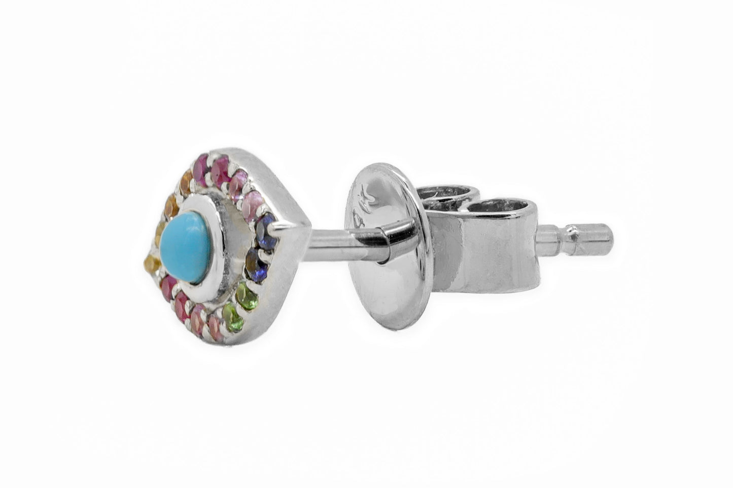 14k White Gold Evil Eye Turquoise Multicolor Earrings