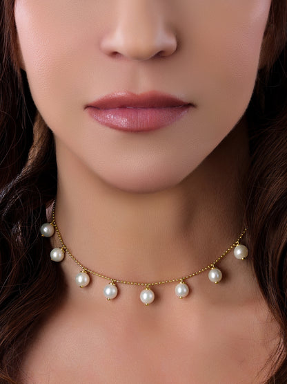 14k Yellow Gold Pearl Drop Necklace