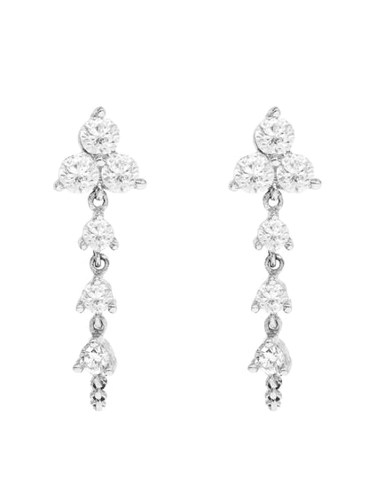 14k White Gold Diamond Triangle Chain Earrings