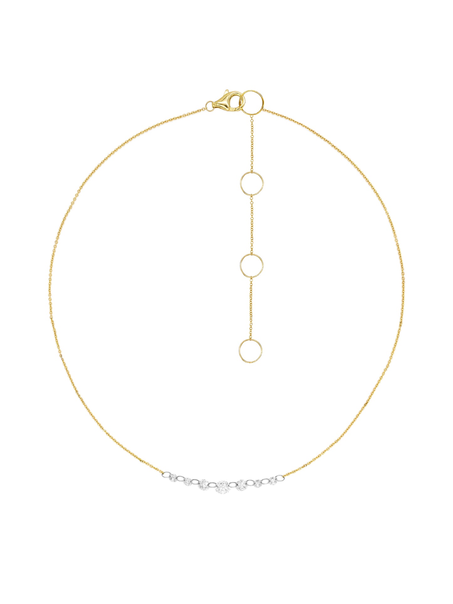 14k Yellow Gold Drill Lab Diamond Seven Row Necklace