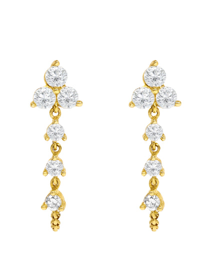 14k Yellow Gold Diamond Triangle Chain Earrings