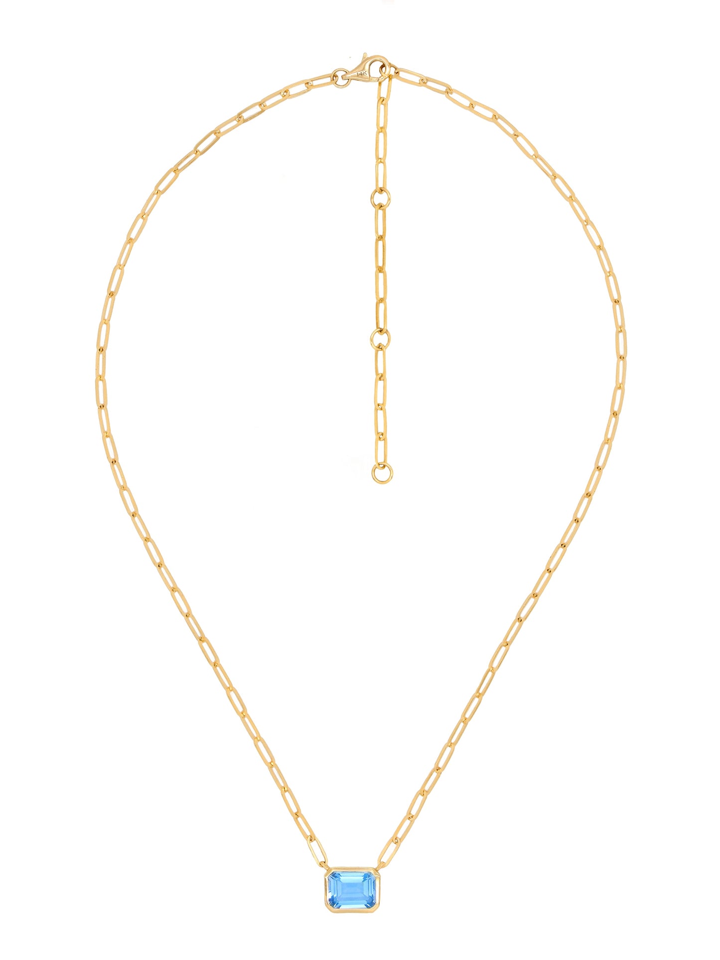 14k Yellow Gold Blue Topaz Necklace
