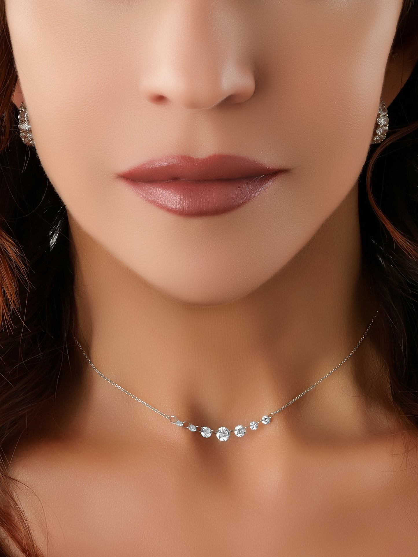 14k White Gold Drill Lab Diamond Seven Row Necklace