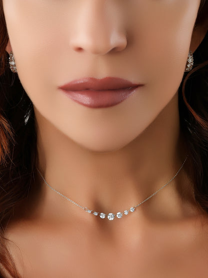 14k White Gold Drill Lab Diamond Seven Row Necklace