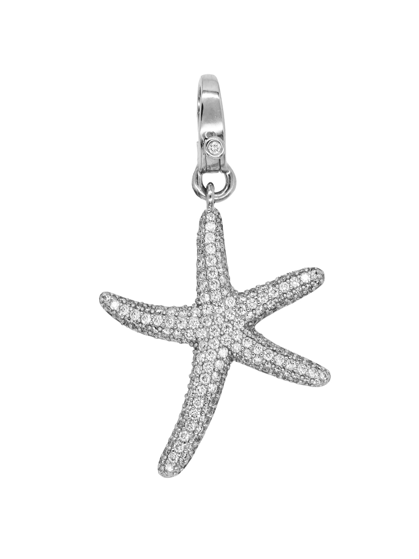 14k White Gold Diamond Starfish Lobster Clasp Charm