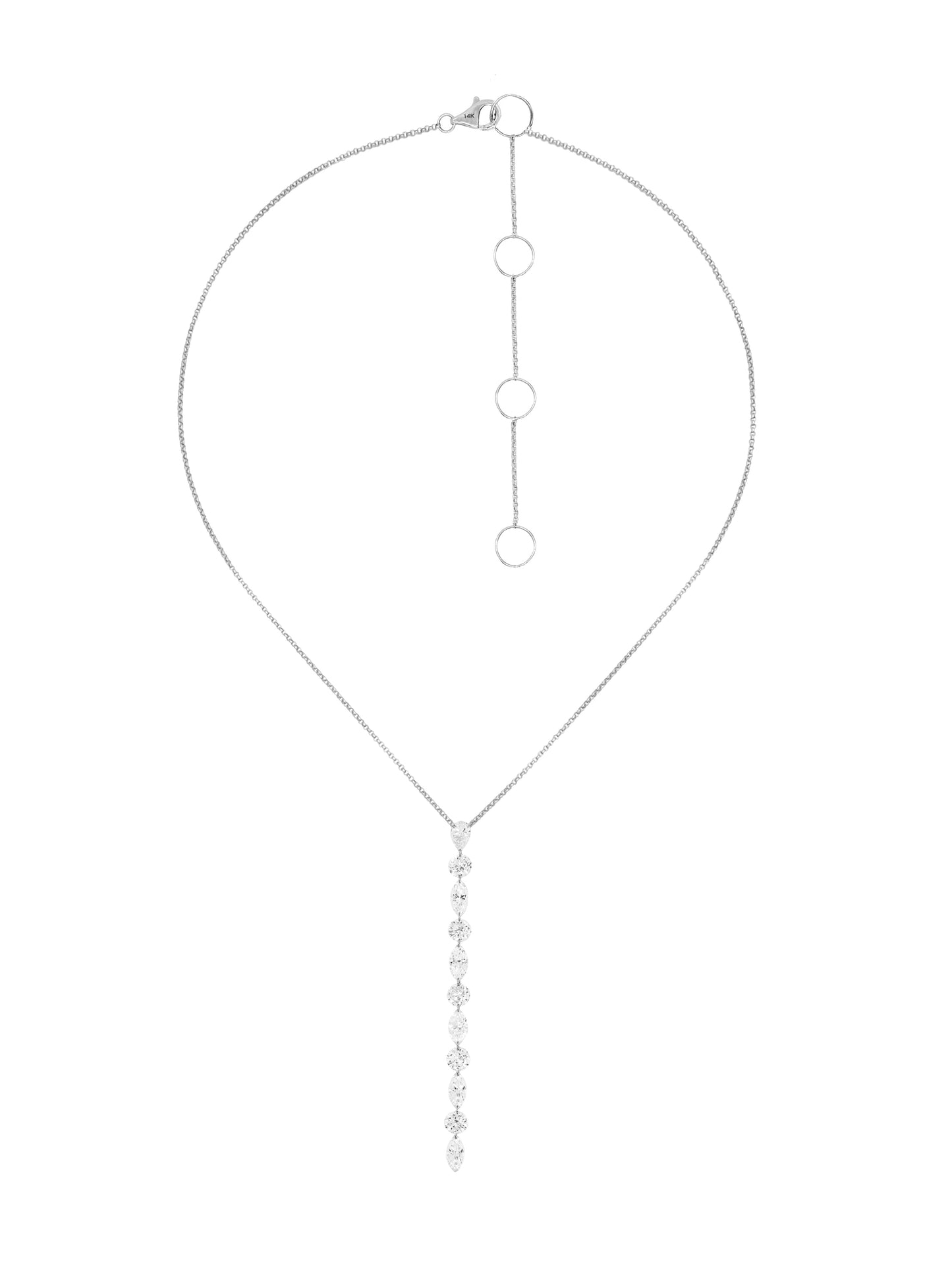 14k White Gold Drill Lab Diamond Lariat Necklace