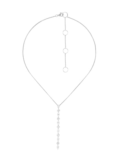 14k White Gold Drill Lab Diamond Lariat Necklace