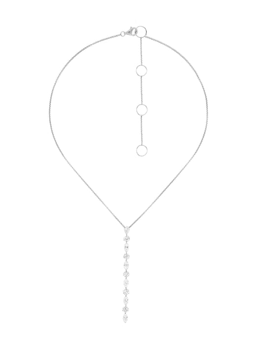 14k White Gold Drill Lab Diamond Lariat Necklace