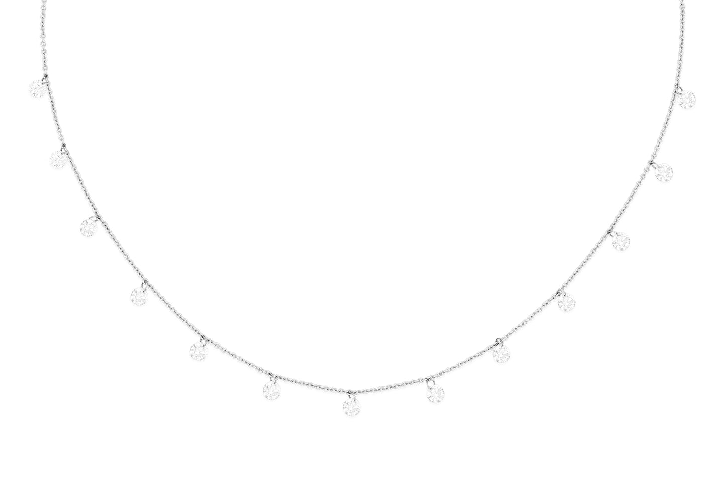 14k White Gold Small Drill Diamond Necklace
