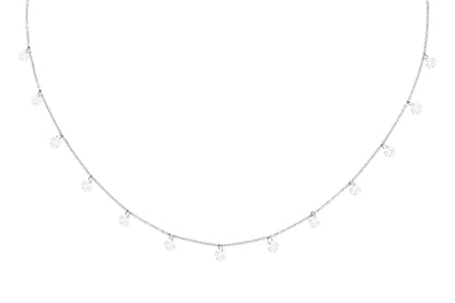14k White Gold Small Drill Diamond Necklace