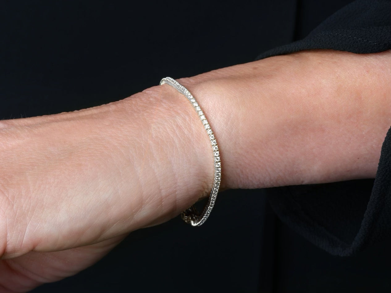 14k Small White Gold Diamond Tennis Bracelet