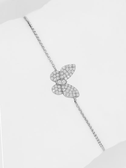 14k White Gold Diamond Butterfly Bracelet