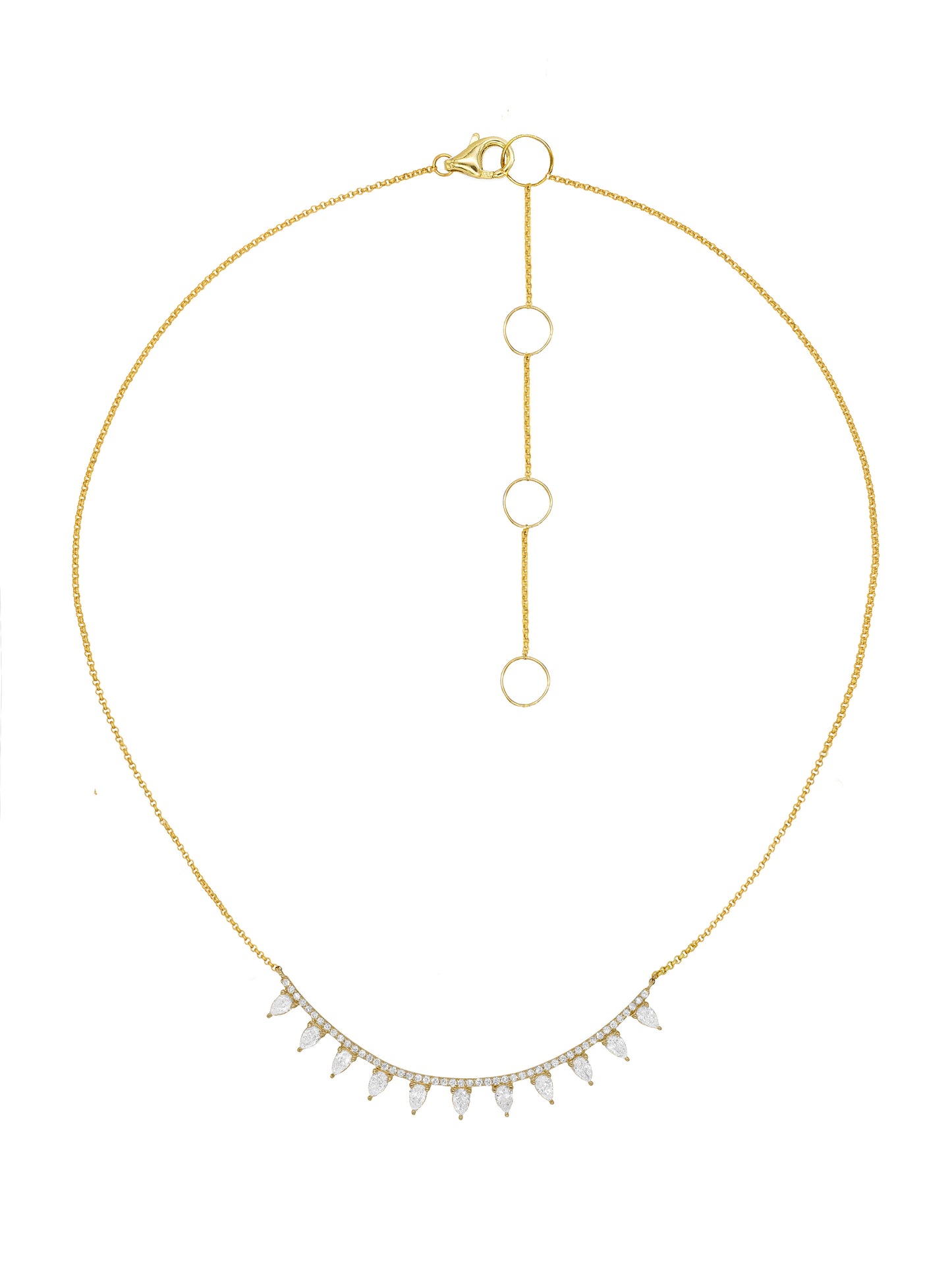 14k Yellow Gold Lab Diamond Bar Pear Necklace