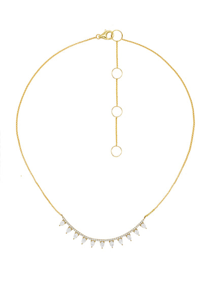 14k Yellow Gold Lab Diamond Bar Pear Necklace