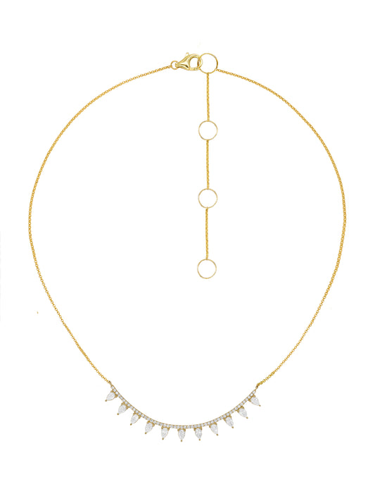 14k Yellow Gold Lab Diamond Bar Pear Necklace
