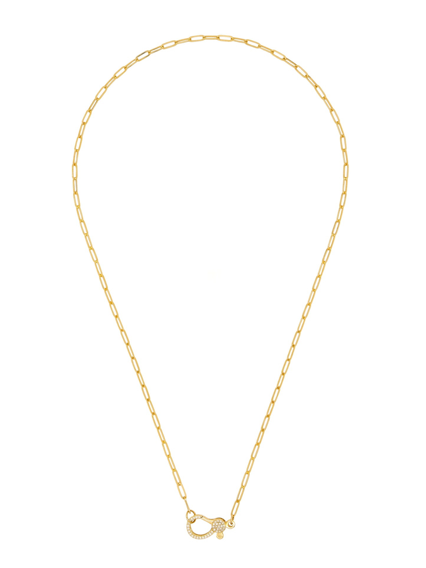 14k Yellow Gold Diamond Large Lobster Clasp Paperclip Necklace