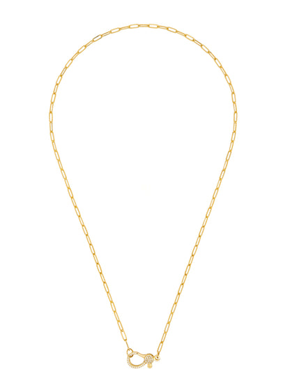 14k Yellow Gold Diamond Large Lobster Clasp Paperclip Necklace