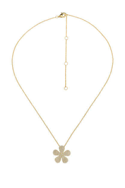 14k Yellow Gold Diamond Daisy Necklace