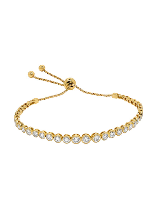 14k Yellow Gold Diamond Bezel Pulley Bracelet
