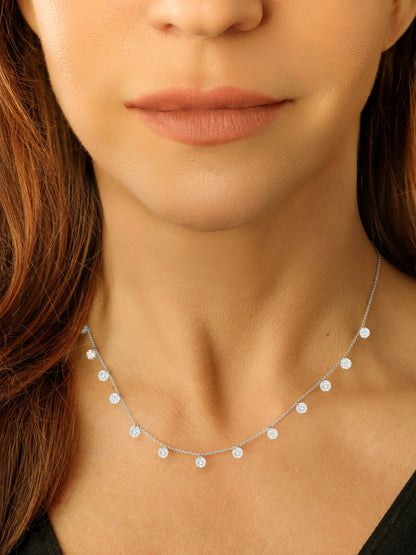 14k White Gold Medium Drill Diamond Necklace