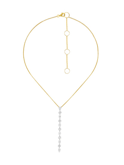 14k Yellow Gold Drill Lab Diamond Lariat Necklace