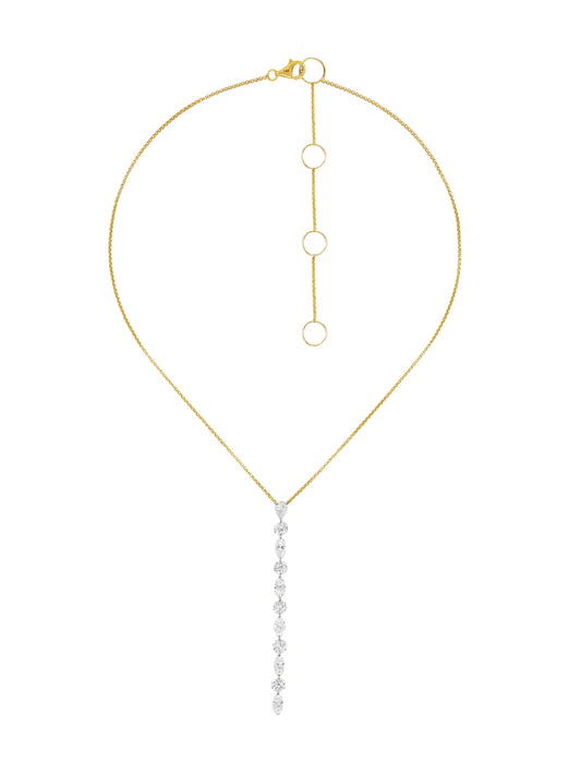 14k Yellow Gold Drill Lab Diamond Lariat Necklace