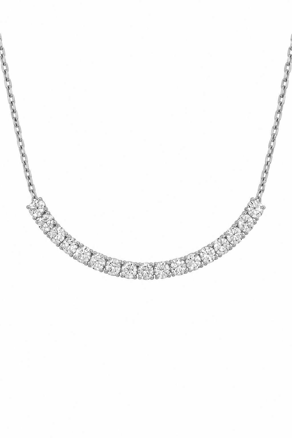 14k White Gold Lab 17 Diamond Large Bar Necklace