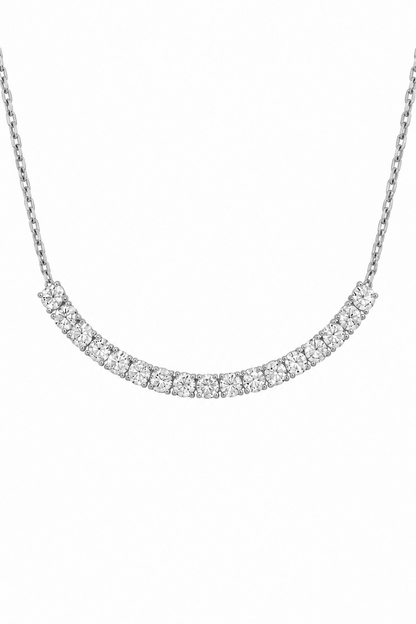 14k White Gold Lab 17 Diamond Large Bar Necklace