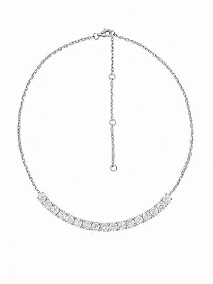 14k White Gold Lab 17 Diamond Large Bar Necklace