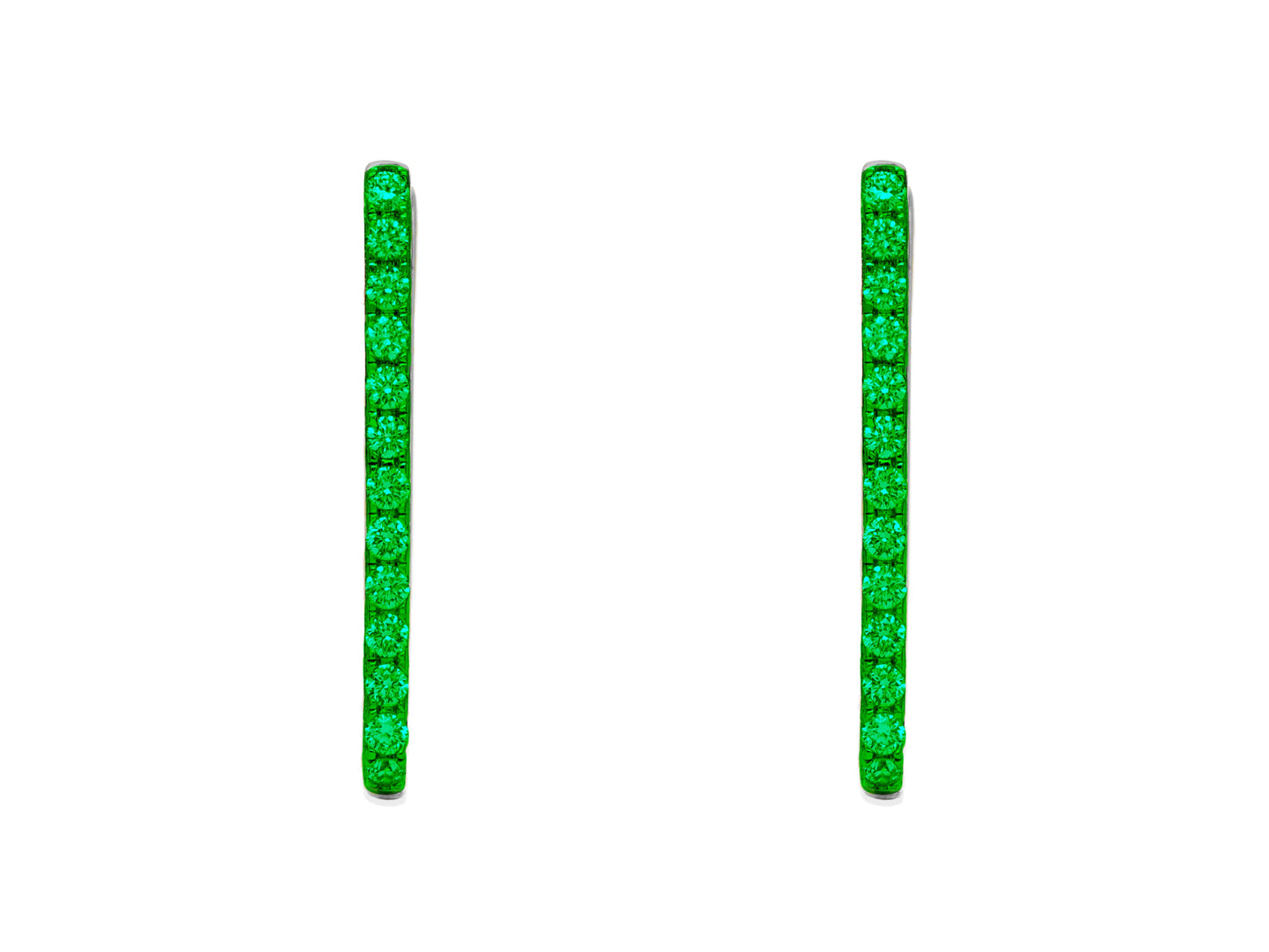 14k White Gold Emerald Paperclip Hoop Earrings